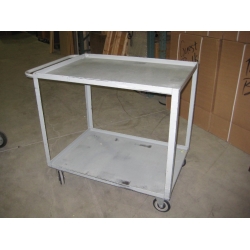 Light Grey 2-Tier Rolling Metal Product Cart 26x38x36